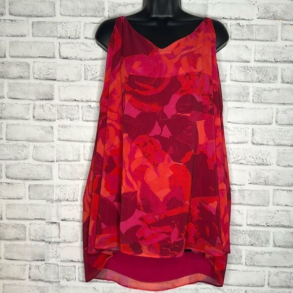 NWT Sophie Chiffon Swing Cami Red Layered Tank Top Shirt Size 4 4X - Picture 3 of 7
